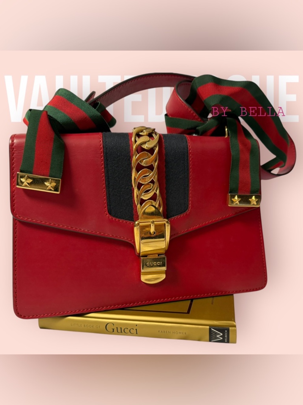 ❤️ Gucci Sylvie Small Shoulder Bag | Red Leather | Web Stripe | Authentic ❤️
